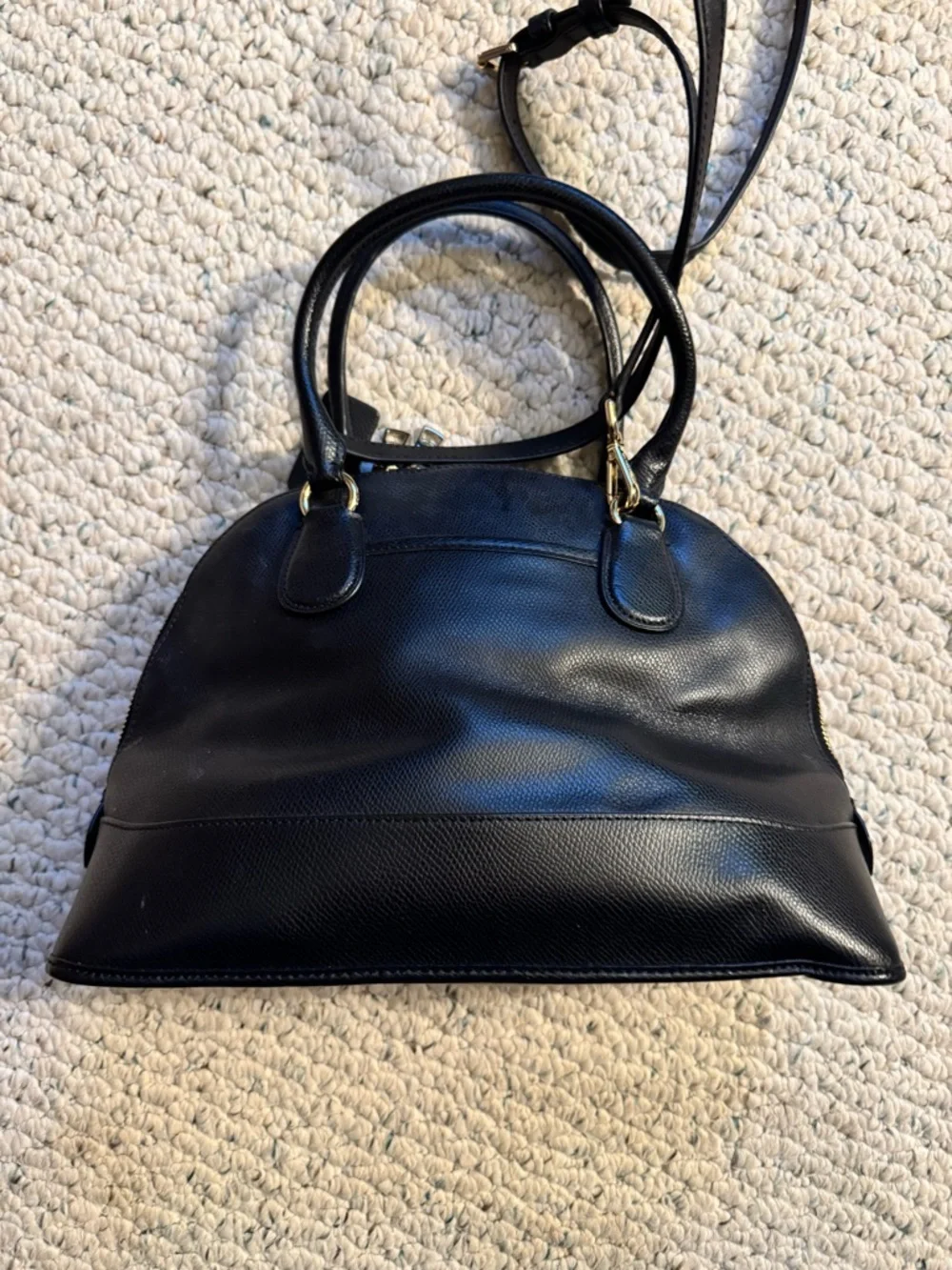 COACH CORA Black Leather Domed Satchel Bag / Shoulder Strap